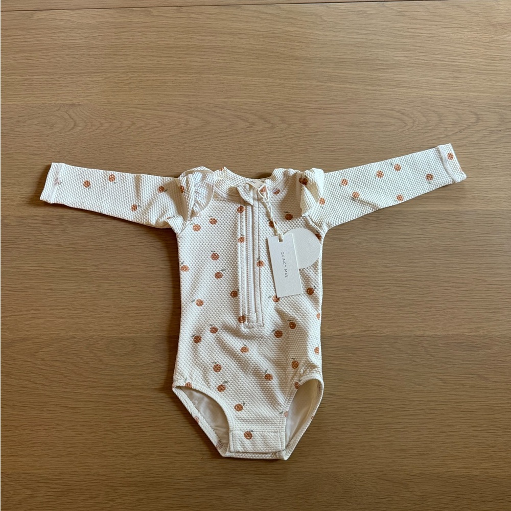 Quincy Mae Byron Rashguard One-Piece - Oranges
